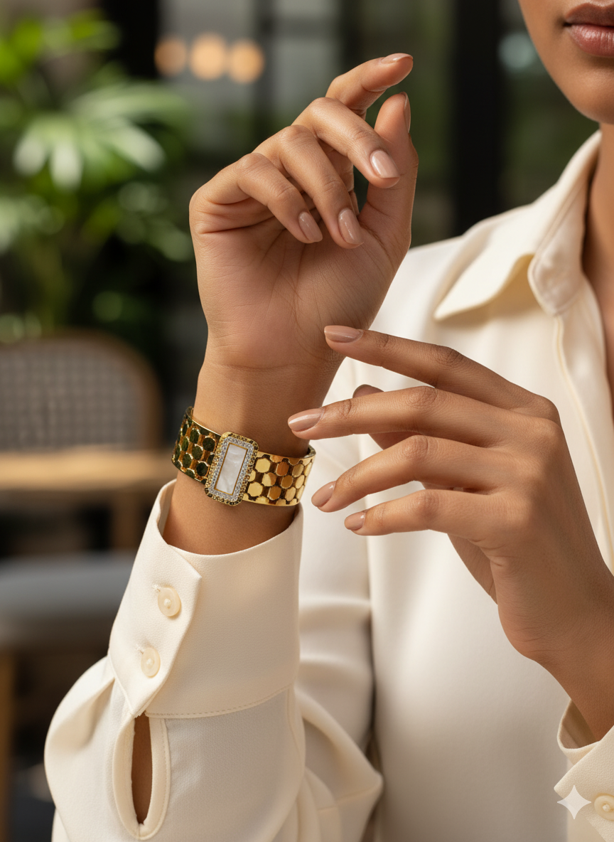 Mother-of-Pearl Honeycomb Cuff