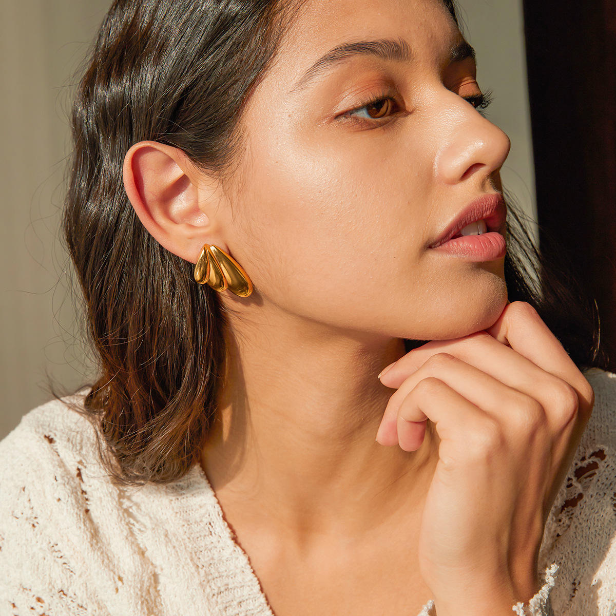 Sculpted Triple Drop Earrings
