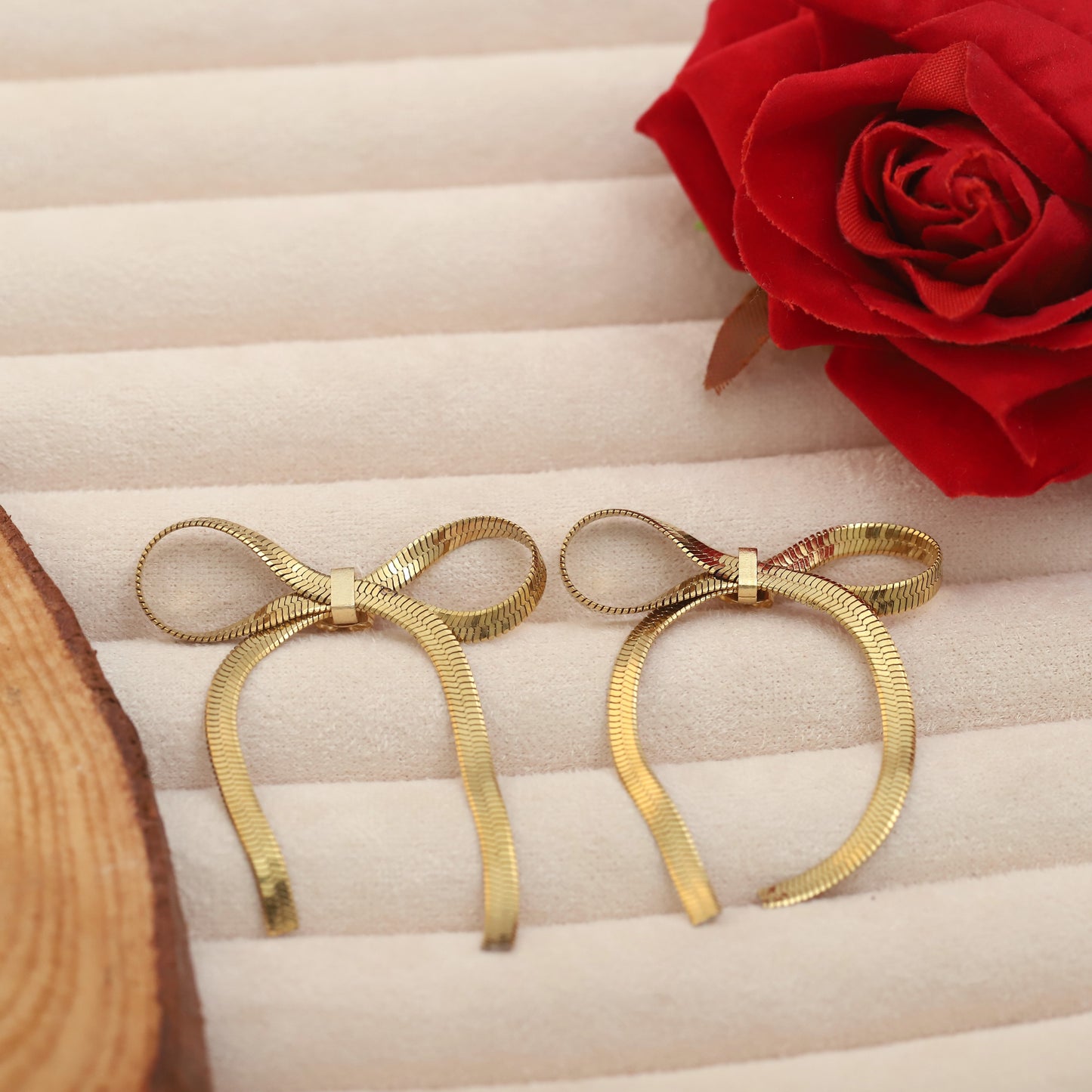 The Golden Ribbon Bow Studs