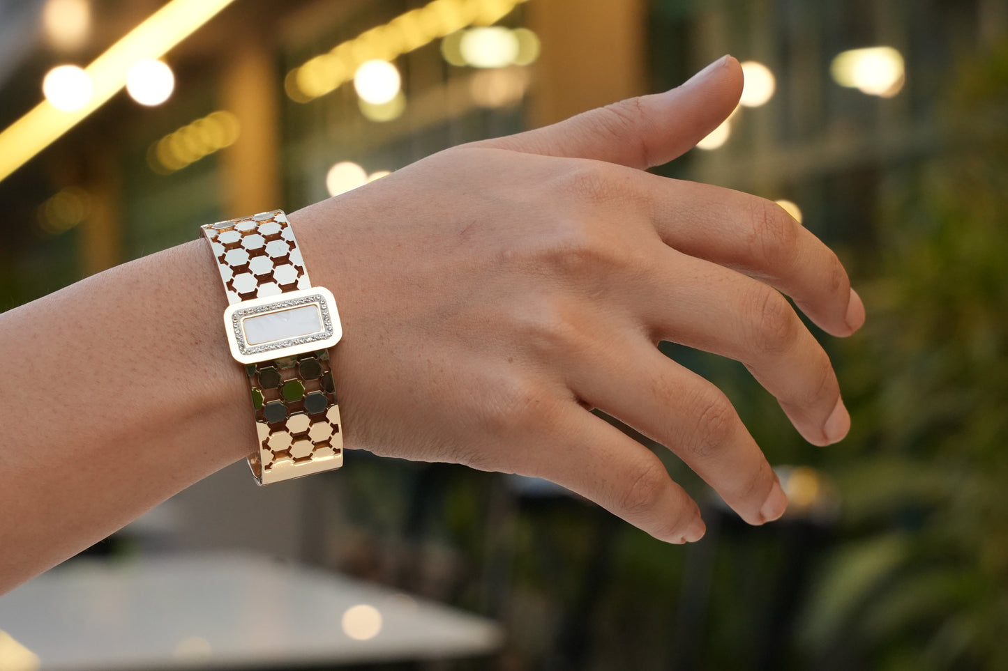 Mother-of-Pearl Honeycomb Cuff