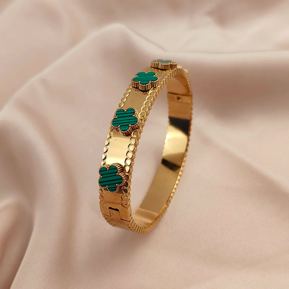 Malachite Clover Bangle