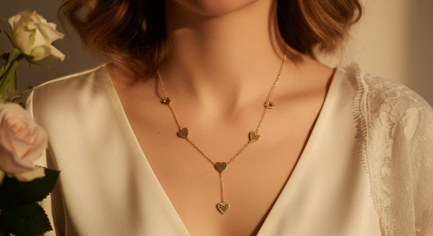 Golden Cascade Heart necklace