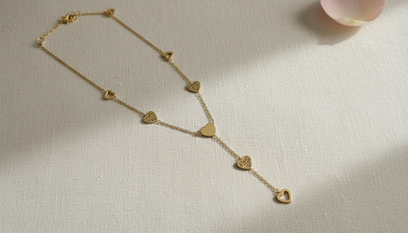 Golden Cascade Heart necklace
