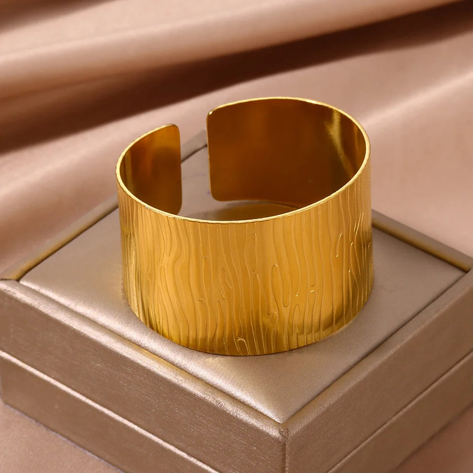 Bark-Textured Statement Cuff