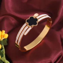 Triple-Band Noir Flower Bracelet