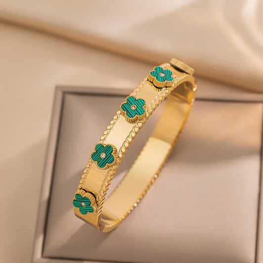 Malachite Clover Bangle