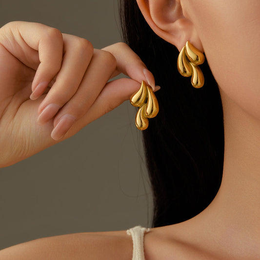 Sculpted Triple Drop Earrings
