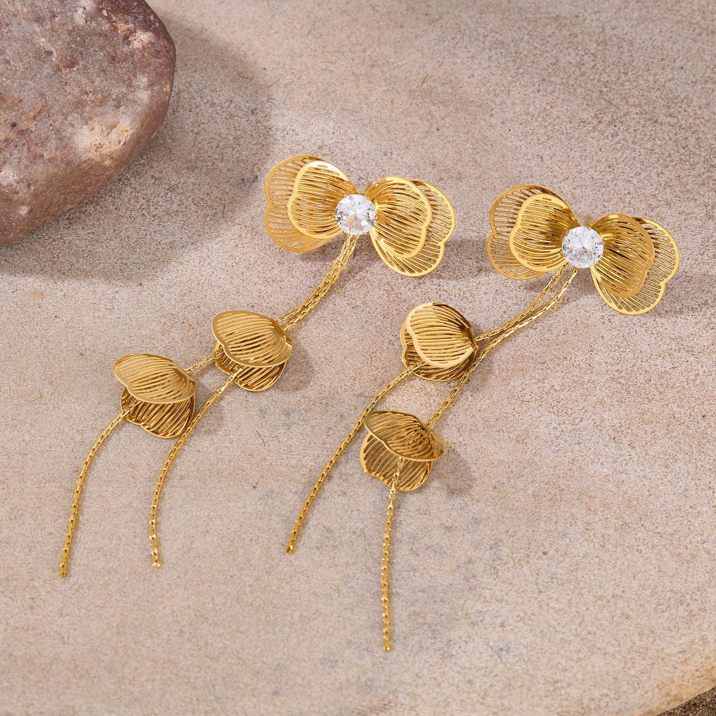 The Golden Bow Petals Earrings