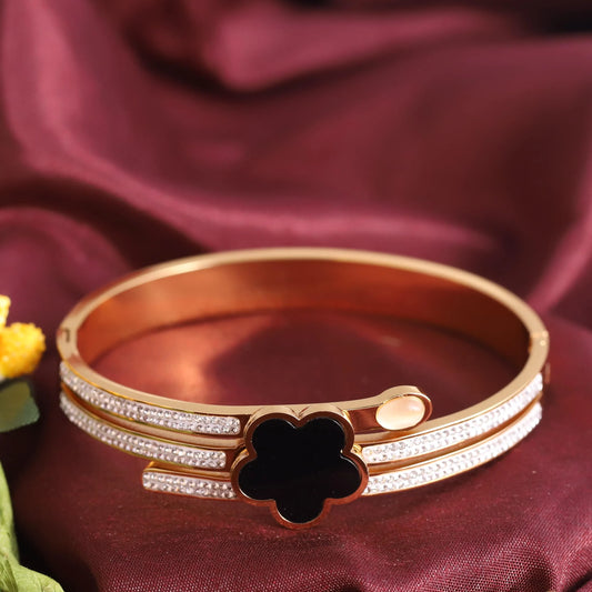 Triple-Band Noir Flower Bracelet